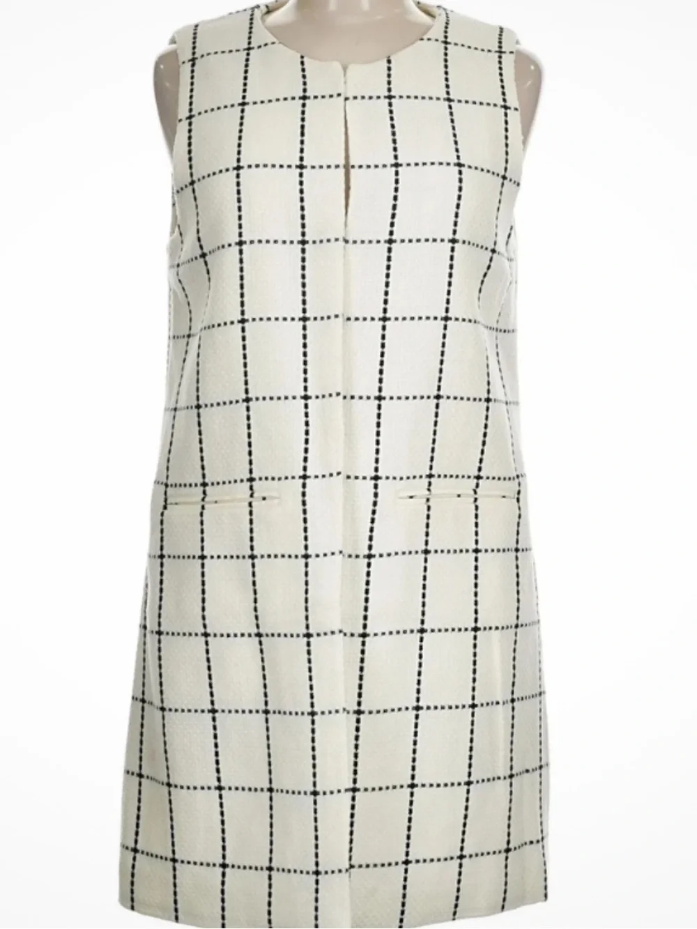 Sanctuary tweed sleevless long window pane vest size small cream/ black color - Picture 8 of 9